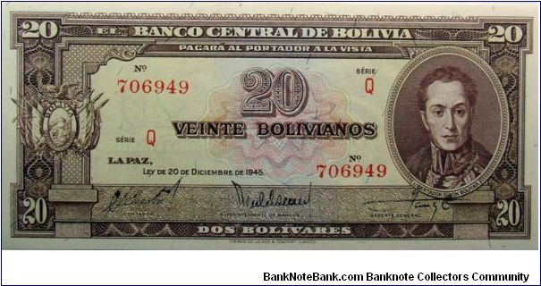 20 Bolivianos Banknote