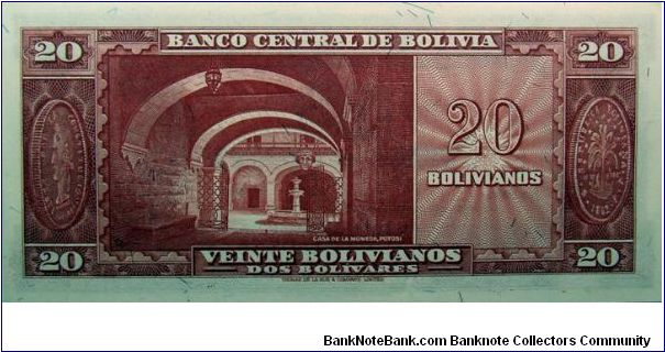 Banknote from Bolivia year 1945