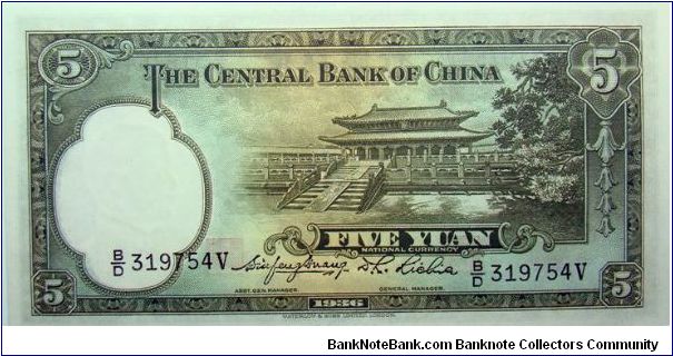Banknote from China year 1936