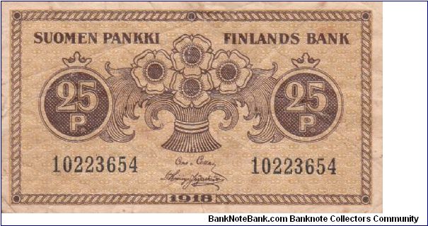 Finland 25 pennia 1918 (1?-1)-(1) Banknote