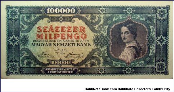 100,000 Milpengo Banknote