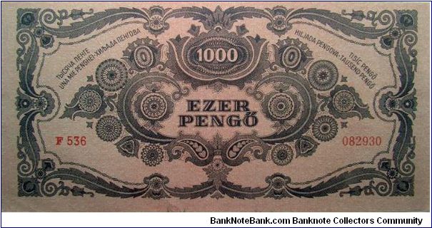 Banknote from Hungary year 1945