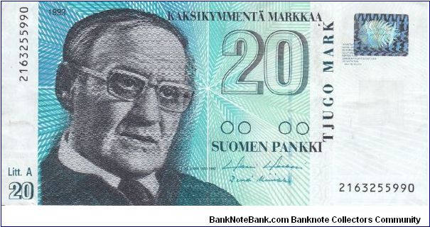 Finland 20 markkaa 1993 Litt A (1+) Banknote