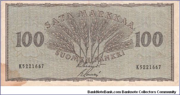 Finland 100 markkaa 1955 (1+)-(1+-01) Banknote