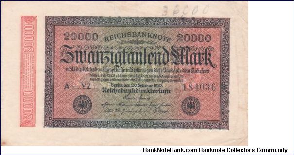 Banknote from Germany year 1923
