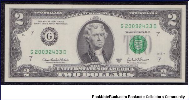 2003 A $2 CHICAGO FRN

**2009 NOTE**

**BEP ISSUE** Banknote