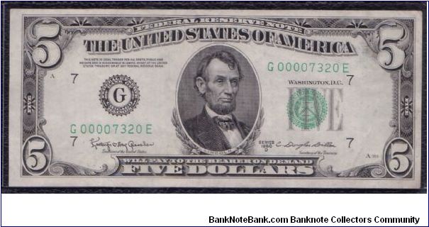 1950 D $5 CHICAGO FRN 

**4 DIGIT SERIAL** Banknote