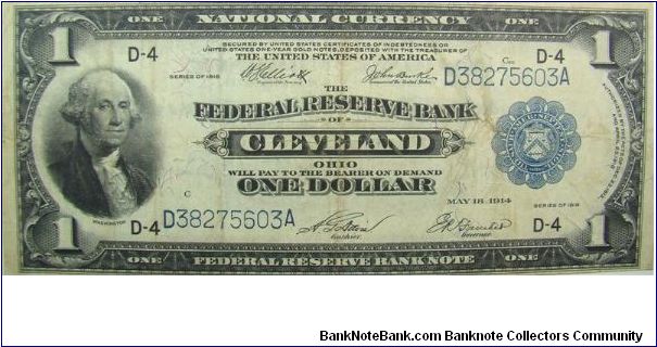 1 U.S. Dollar
Federal Reserve Note
Cleveland
Elliot/Burke
Davis/Fancher Banknote