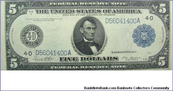 5 U.S. Dollars
Federal Reserve Note Banknote
