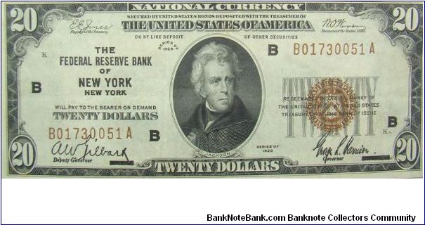 20 U.S. Dollars
National Currency
New York, New York Banknote