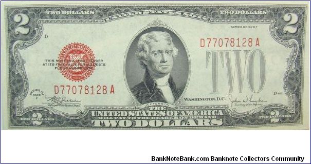 2 U.S. Dollars
United States Note Banknote