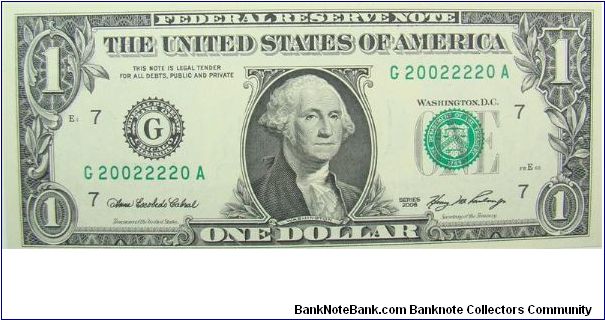 1 U.S. Dollar
Federal Reserve Note 
Binary Note Banknote