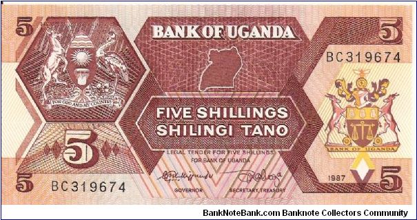 5 shillings; 1987.  Part of the Elephant Collection! Banknote