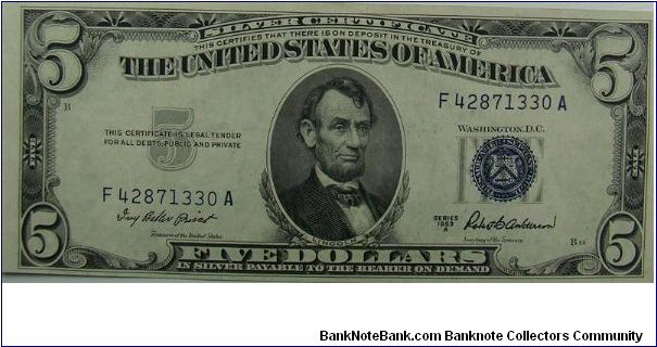 $5 Silver Certificate
Priest/Anderson Banknote