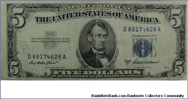 $5 Silver Certificate
Priest/Anderson Banknote