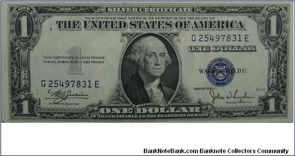 $1 Silver Certificate
Julian/Snyder Banknote