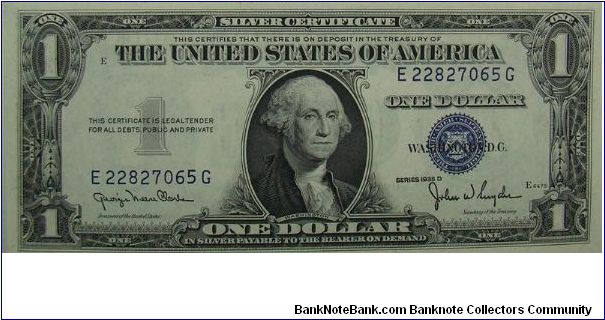 $1 Silver Certificate
Clark/Snyder Banknote