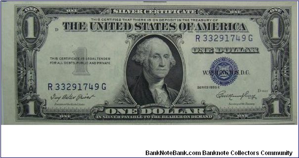 $1 Silver Certificate
Priest/Humphrey Banknote