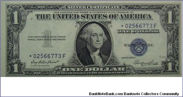 $1 Silver Certificate
Priest/Humphrey Star Note Banknote