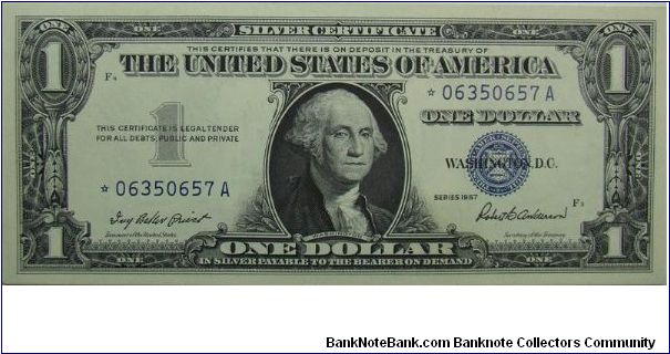 $1 Silver Certificate
Priest/Anderson Star Note Banknote