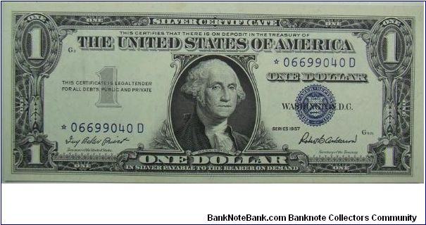 $1 Silver Certificate
Priest/Anderson Star Note Banknote