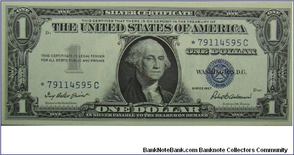 $1 Silver Certificate
Priest/Anderson Star Note Banknote