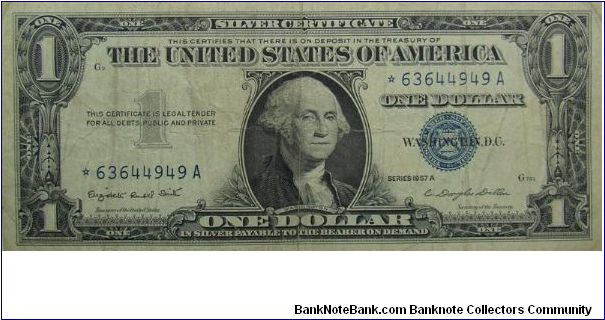 $1 Silver Certificate
Smith/Dillon Star Note Banknote