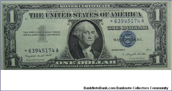 $1 Silver Certificate
Smith/Dillon Star Note Banknote