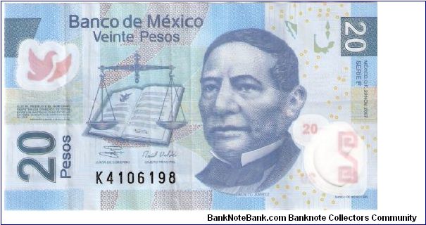 20 pesos; November 20, 2007; Series F

Polymer note. Banknote