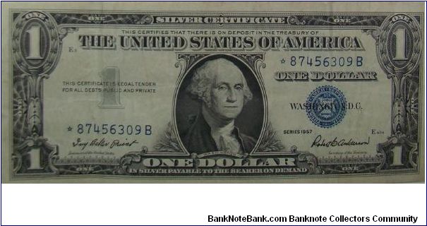 $1 Silver Certificate Priest/Anderson
Star Note Banknote