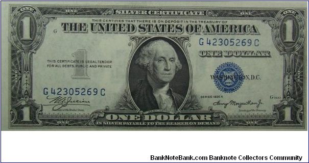 $1 Silver Certificate
Julian/Morganthau Banknote