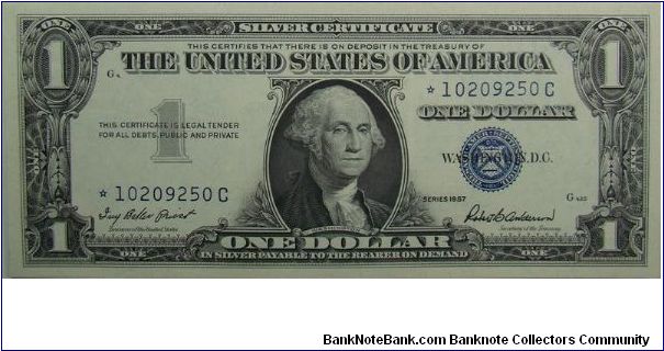 1957 Silver Certificate
Priest/Anderson
Star Note Banknote