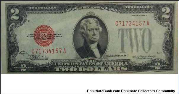 1928D $2 United States Note
Julian/Morganthau Banknote