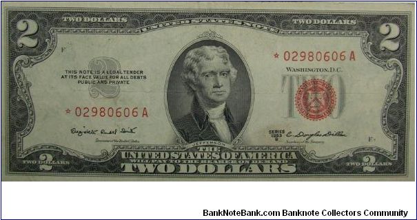 1953B $2 United States Note
Smith/Dillon
Star Note Banknote