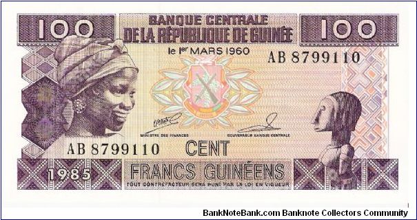 100 francs; 1985 Banknote