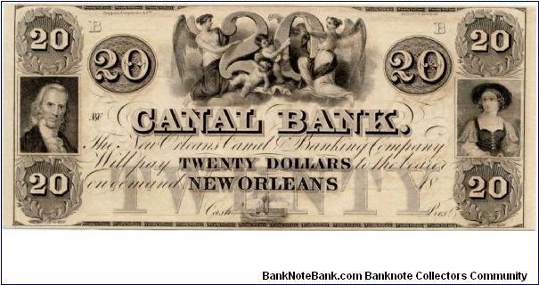 Canal Bank Louisiana New Orleans $20.00 PMG Superb Crisp Uncirculated 67 EPQ Banknote