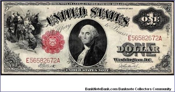 1917 $1 Large Legal Tender Note, ELLIOTT & BURKE FR.#37 Banknote