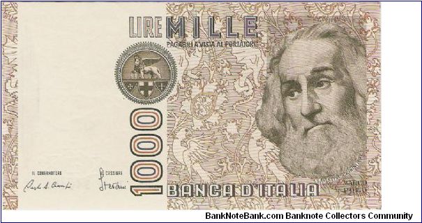 1000 Lire 'Marco Polo' Banknote