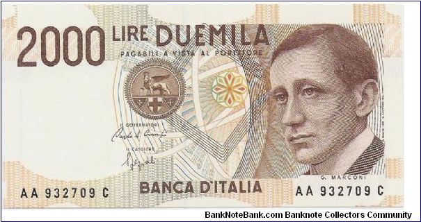 2.000 Lire 'Marconi' Banknote