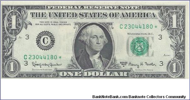 1963A $1 Federal Reserve Star Note Banknote