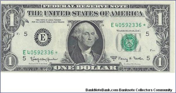 1963A $1 Federal Reserve Star Note Banknote