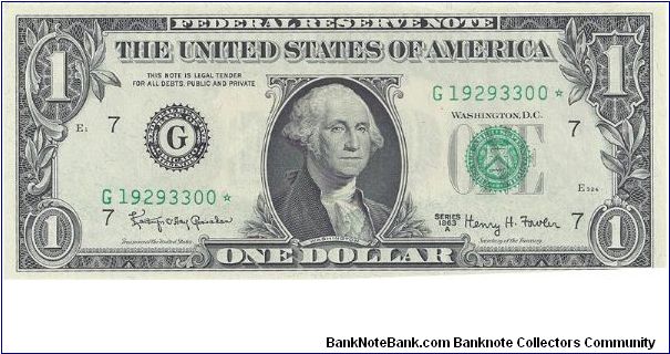 1963A $1 Federal Reserve Star Note Banknote