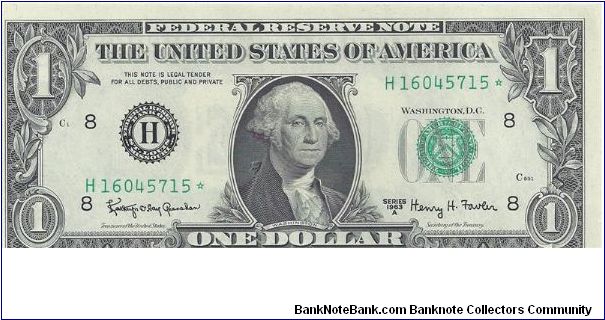 1963A $1 Federal Reserve Star Note Banknote