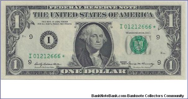 1969 $1 Federal Reserve Star Note Banknote