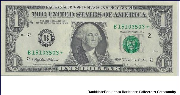 1995 $1 Federal Reserve Star Note Banknote