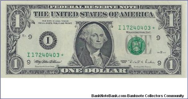 1995 $1 Federal Reserve Star Note Banknote