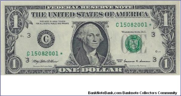 1999 $1 Federal Reserve Star Note Banknote