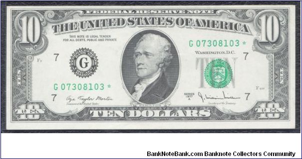 1977 S $10 CHICAGO FRN

**STAR NOTE** Banknote