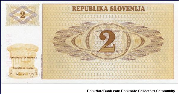 2 Tolar 
Brown
Bee 
Triglav mountain Banknote