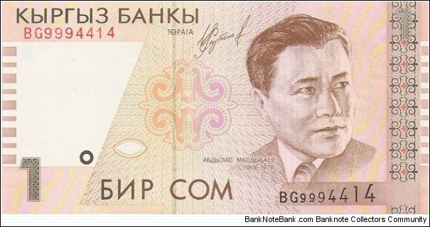 1 SOM; Abdilas Maldibayev; Musical instruments Banknote